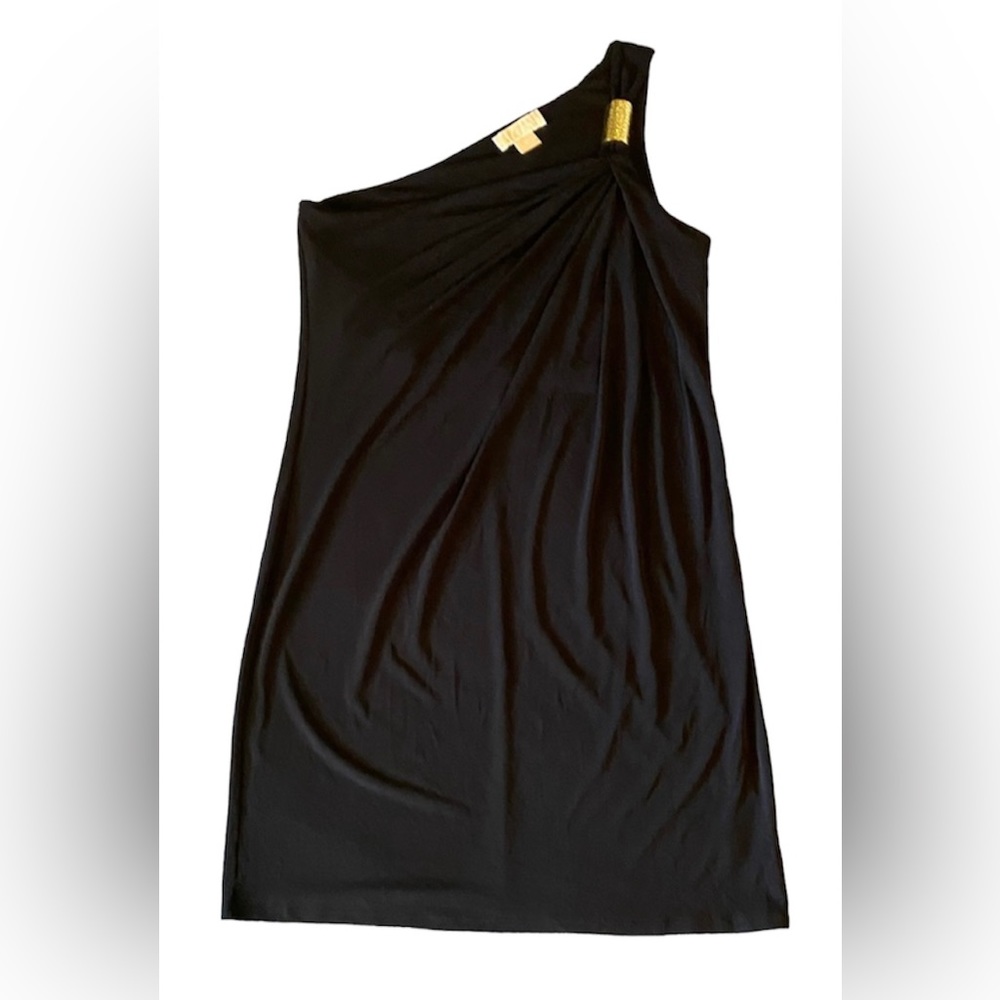 Michael Kors One Shoulder Strap Black Gold Dress Size 12